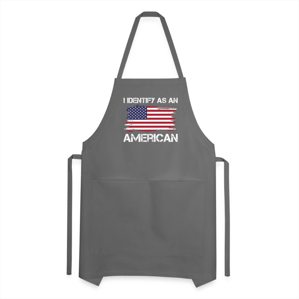 I Identify as an American Adjustable Apron Color: charcoal