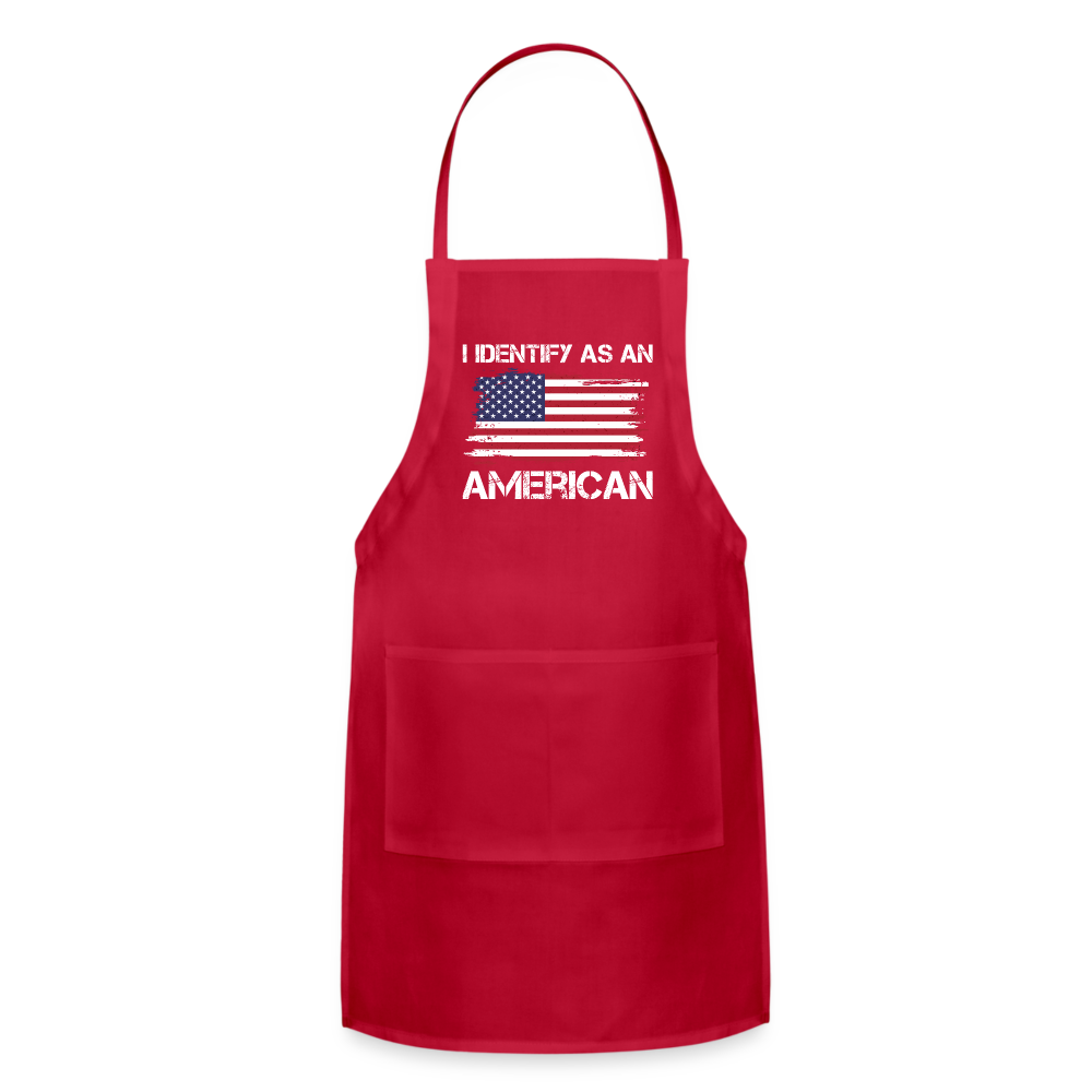 I Identify as an American Adjustable Apron Color: red