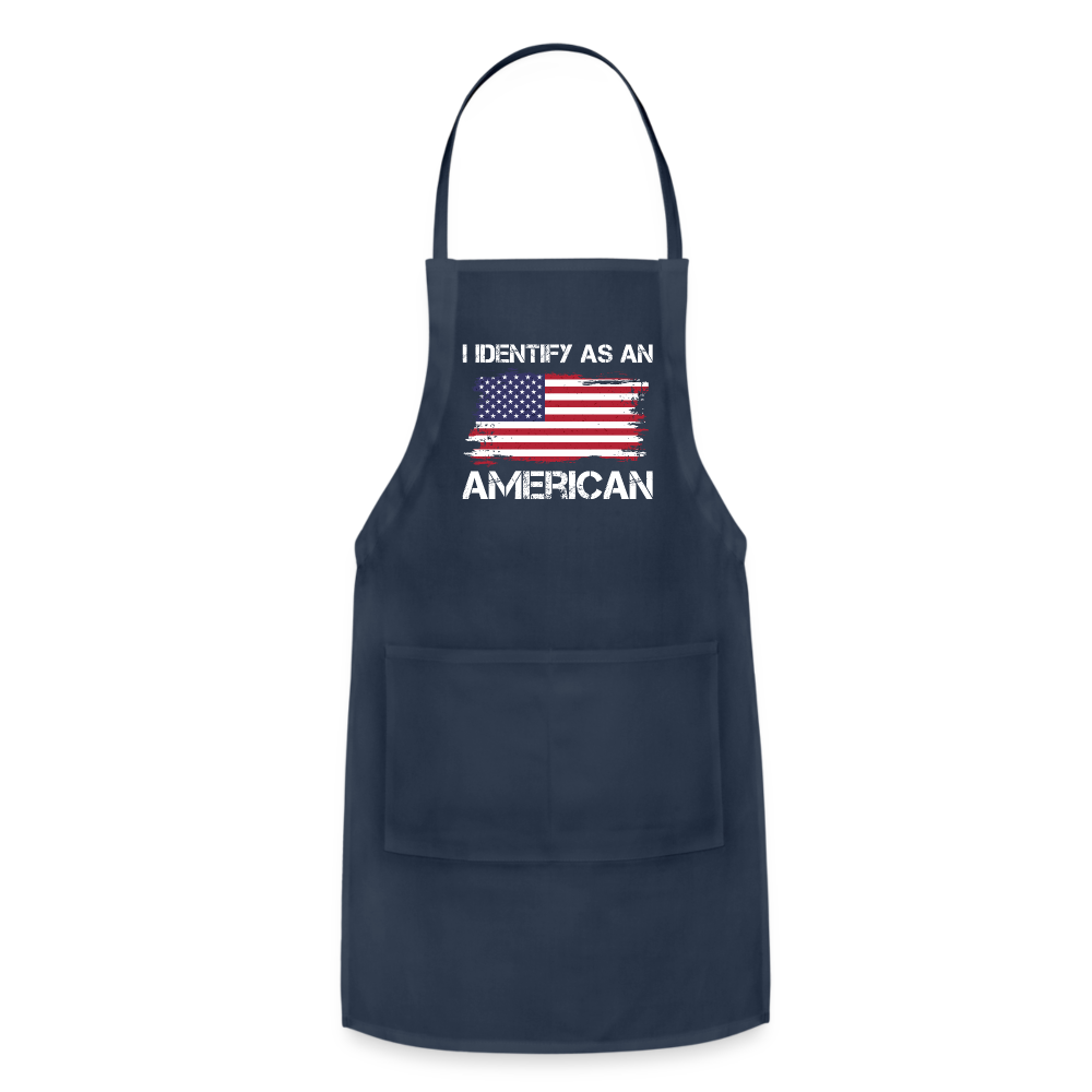 I Identify as an American Adjustable Apron Color: navy
