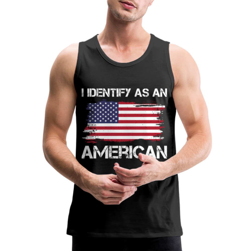 I Identify as an American Men’s Premium Tank Top Color: charcoal grey