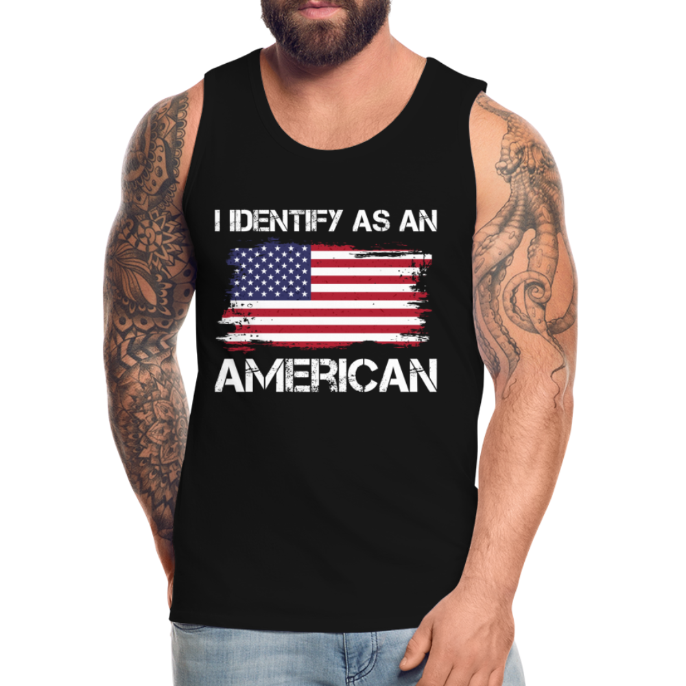 I Identify as an American Men’s Premium Tank Top Color: charcoal grey