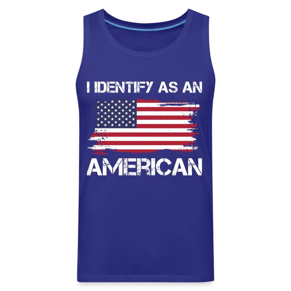 I Identify as an American Men’s Premium Tank Top Color: royal blue