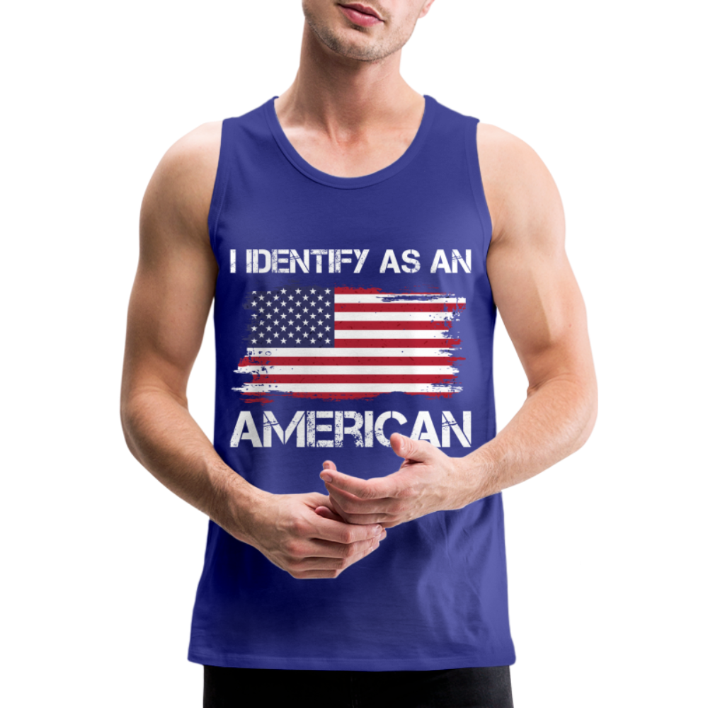 I Identify as an American Men’s Premium Tank Top Color: charcoal grey