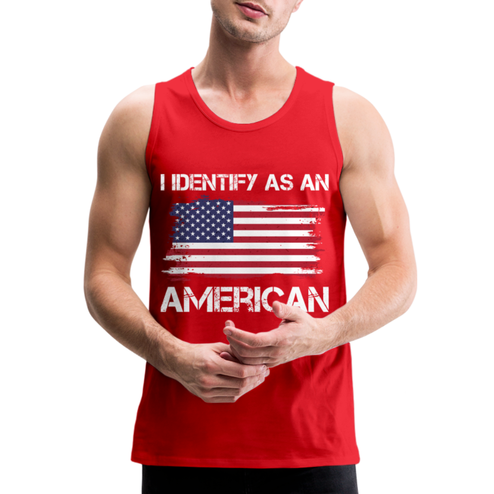I Identify as an American Men’s Premium Tank Top Color: charcoal grey