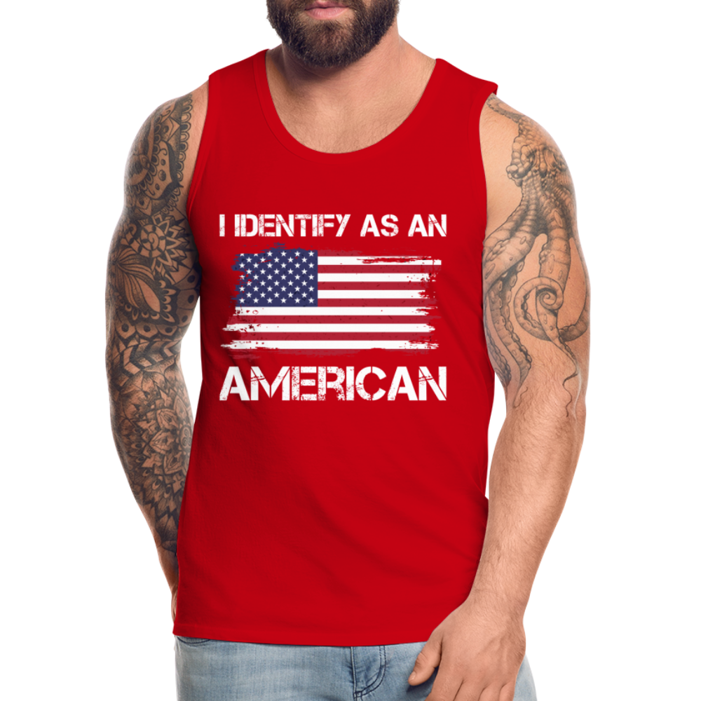 I Identify as an American Men’s Premium Tank Top Color: charcoal grey