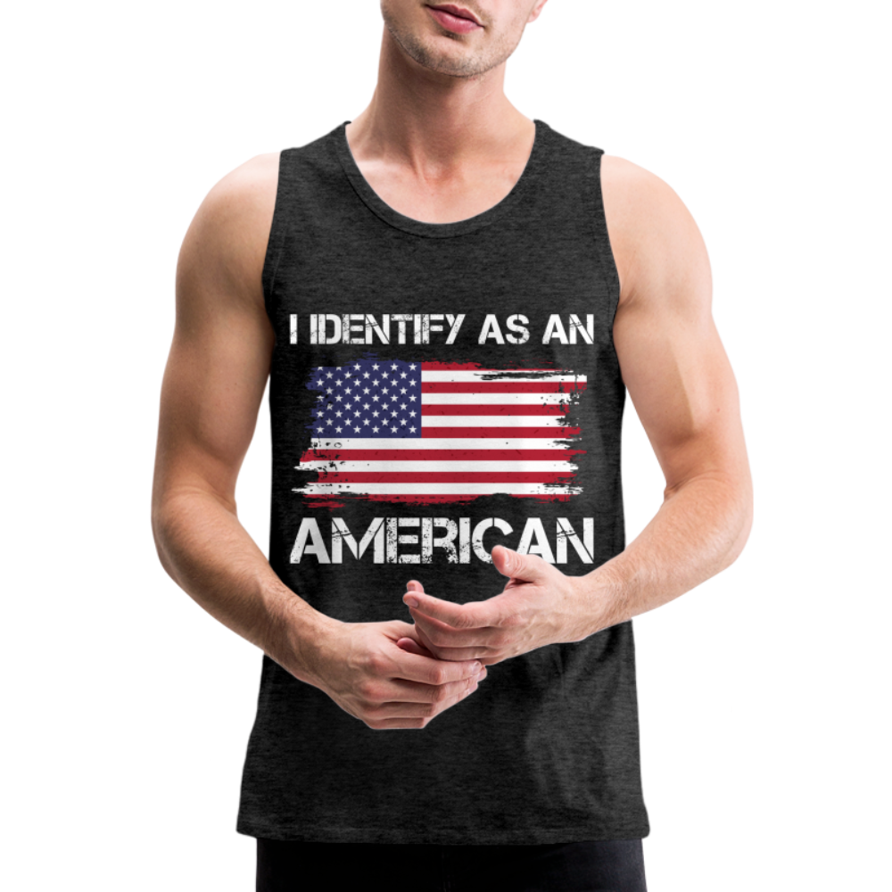 I Identify as an American Men’s Premium Tank Top Color: charcoal grey