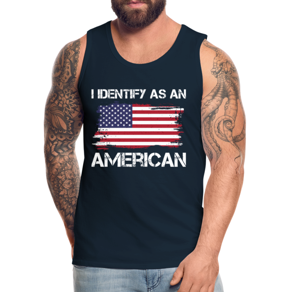 I Identify as an American Men’s Premium Tank Top Color: charcoal grey