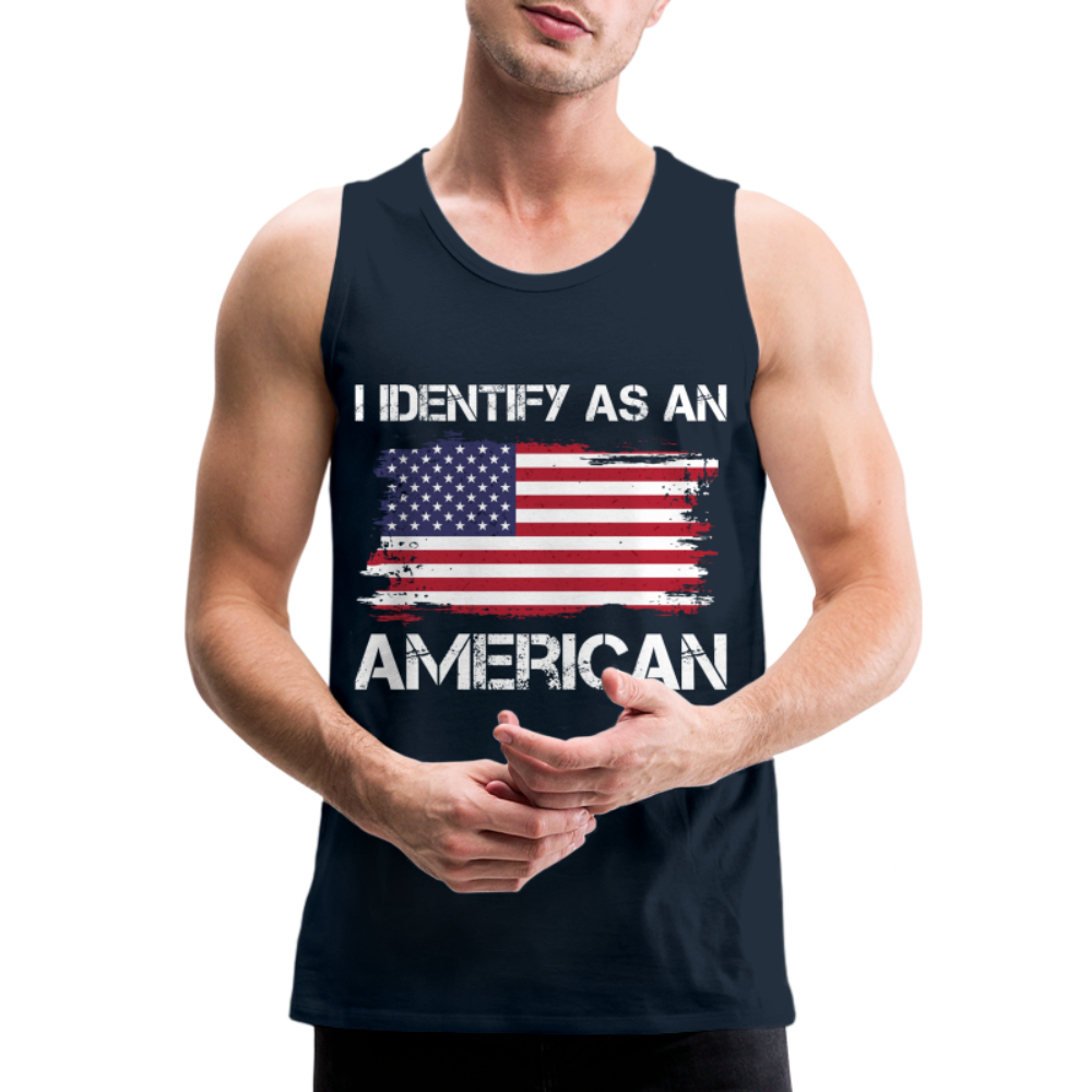 I Identify as an American Men’s Premium Tank Top Color: charcoal grey