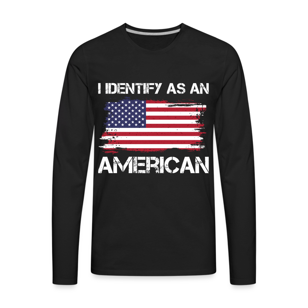 I Identify as an American Men's Premium Long Sleeve T-Shirt Color: charcoal grey