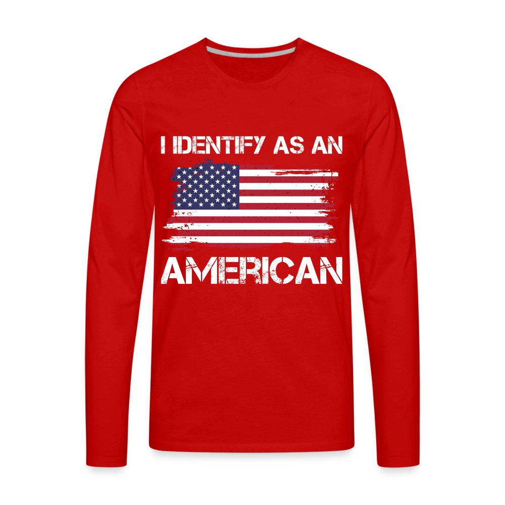 I Identify as an American Men's Premium Long Sleeve T-Shirt Color: charcoal grey