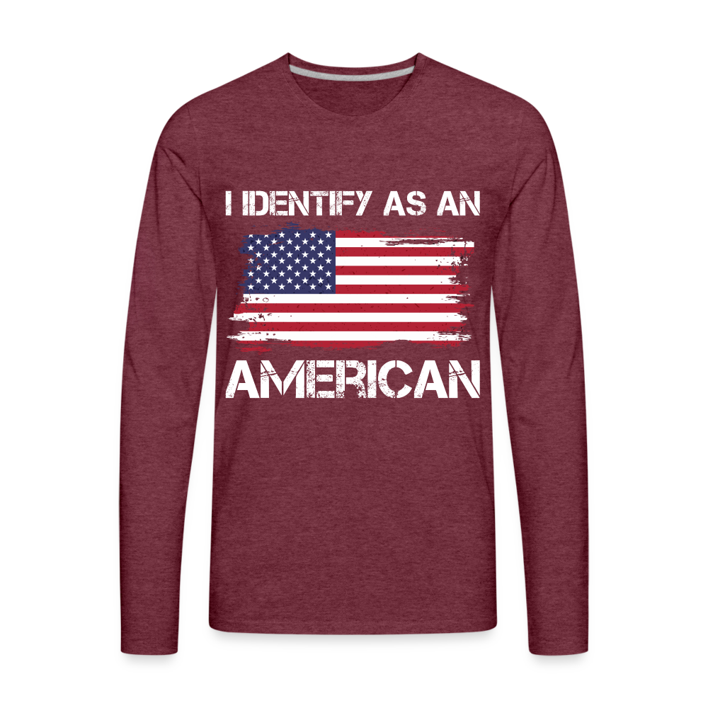 I Identify as an American Men's Premium Long Sleeve T-Shirt Color: charcoal grey
