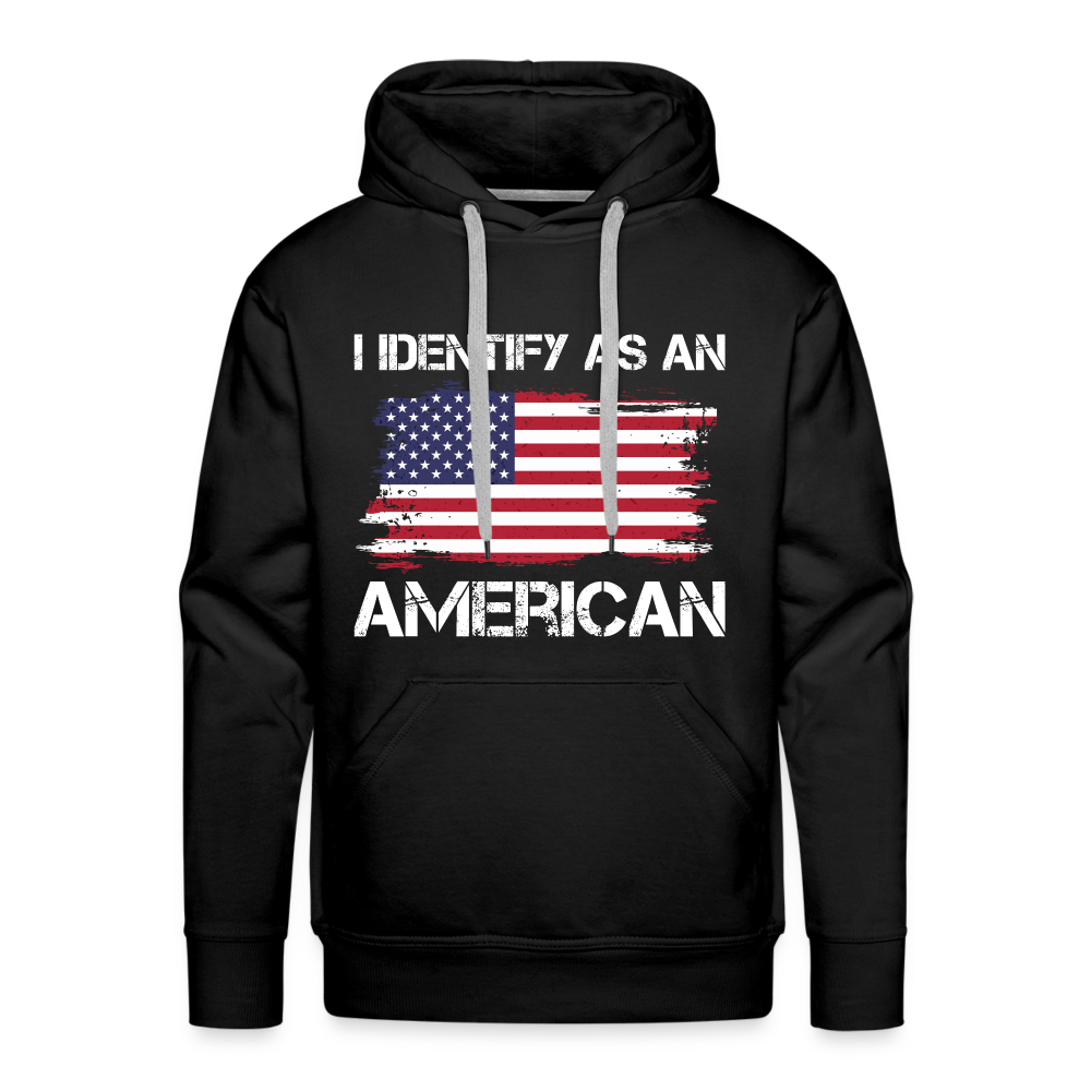 I Identify as an American Men’s Premium Hoodie Color: black