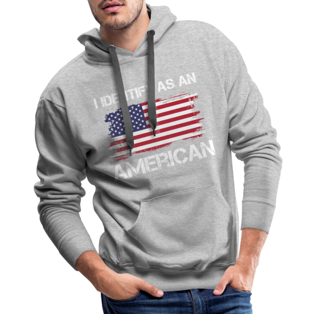 I Identify as an American Men’s Premium Hoodie Color: charcoal grey