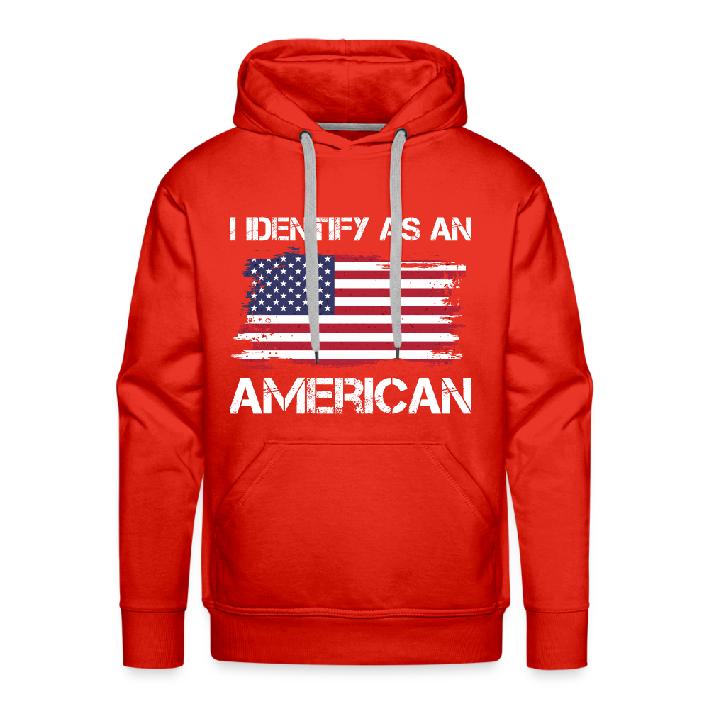 I Identify as an American Men’s Premium Hoodie Color: red