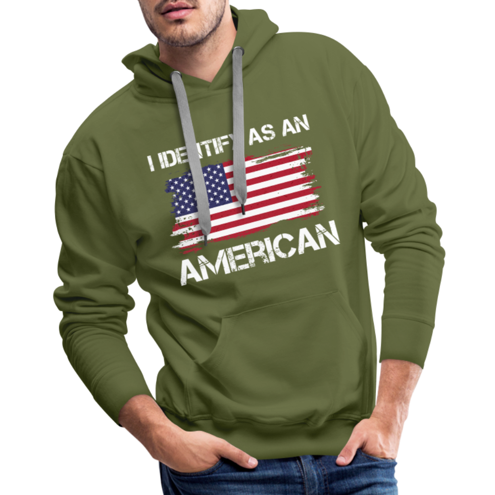 I Identify as an American Men’s Premium Hoodie Color: olive green