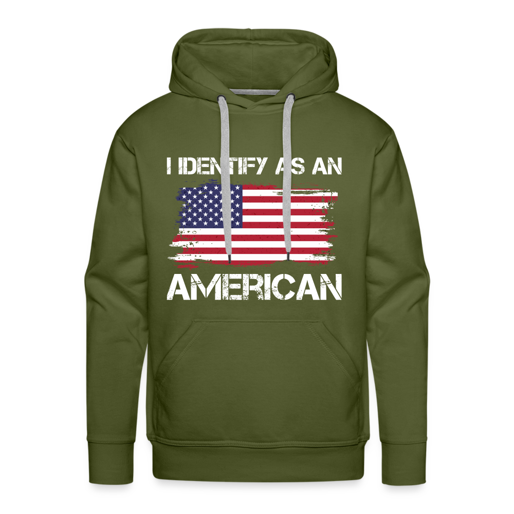 I Identify as an American Men’s Premium Hoodie Color: charcoal grey