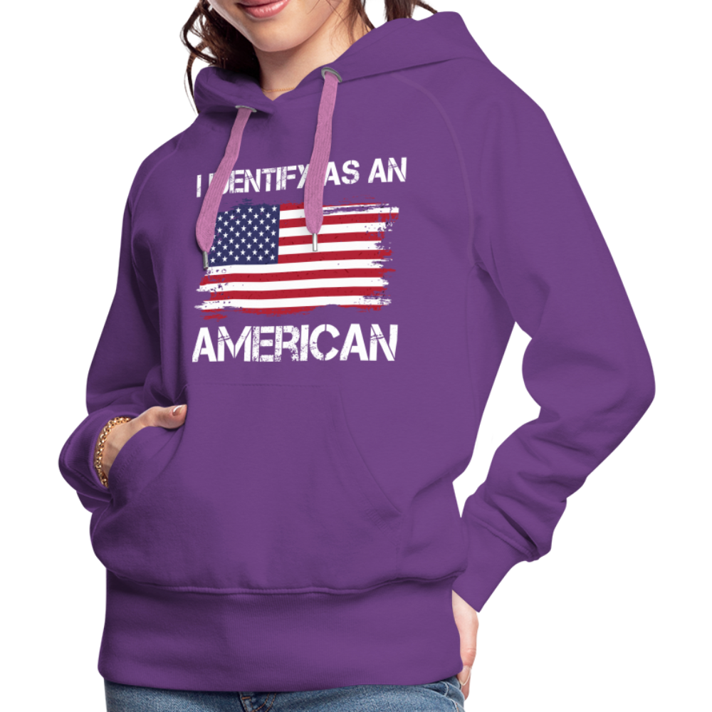 I Identify as an American Women’s Premium Hoodie Color: heather denim