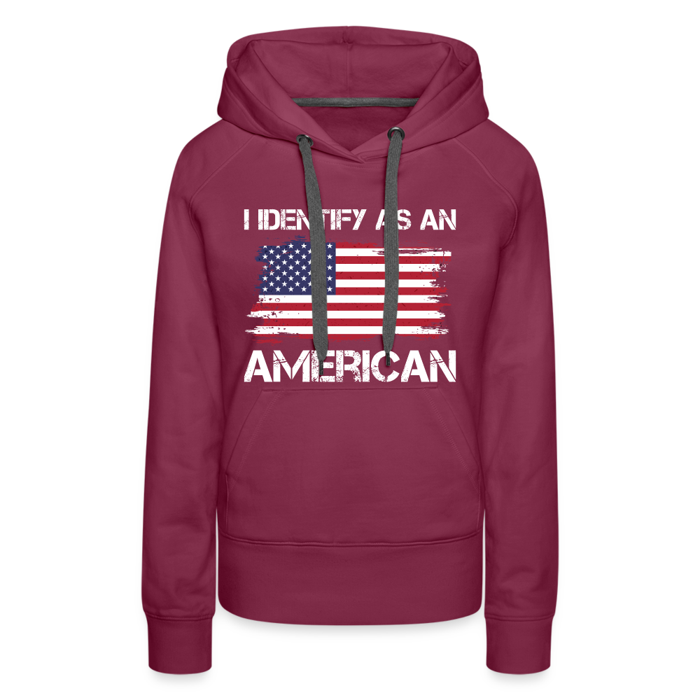 I Identify as an American Women’s Premium Hoodie Color: heather denim