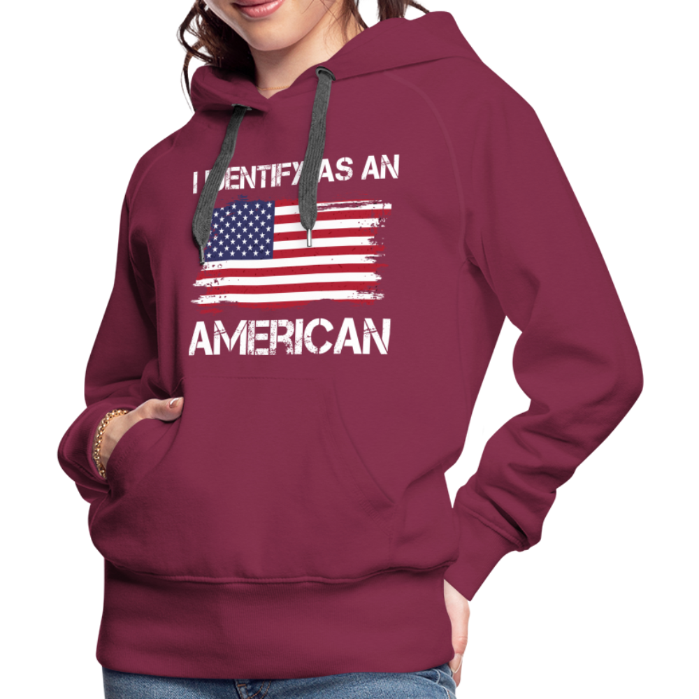 I Identify as an American Women’s Premium Hoodie Color: heather denim