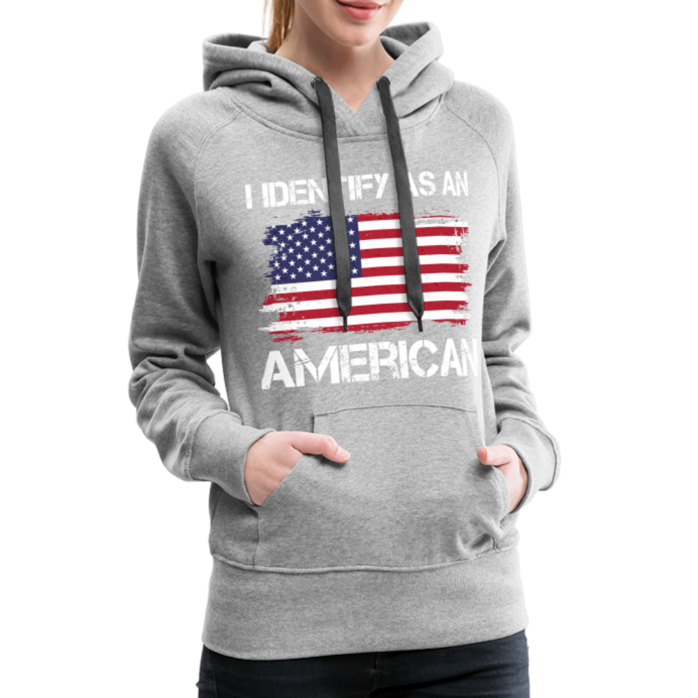 I Identify as an American Women’s Premium Hoodie Color: heather denim