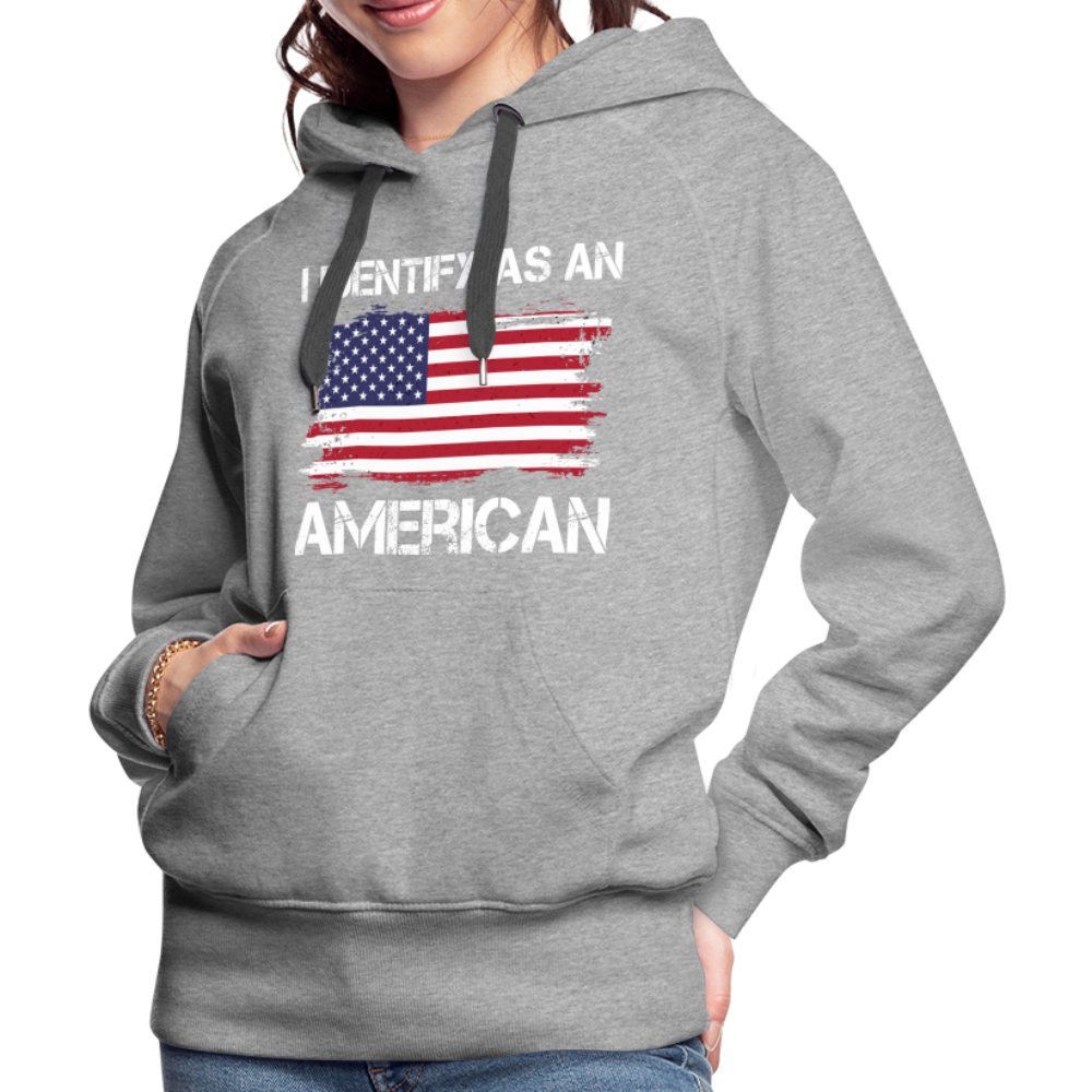 I Identify as an American Women’s Premium Hoodie Color: heather denim