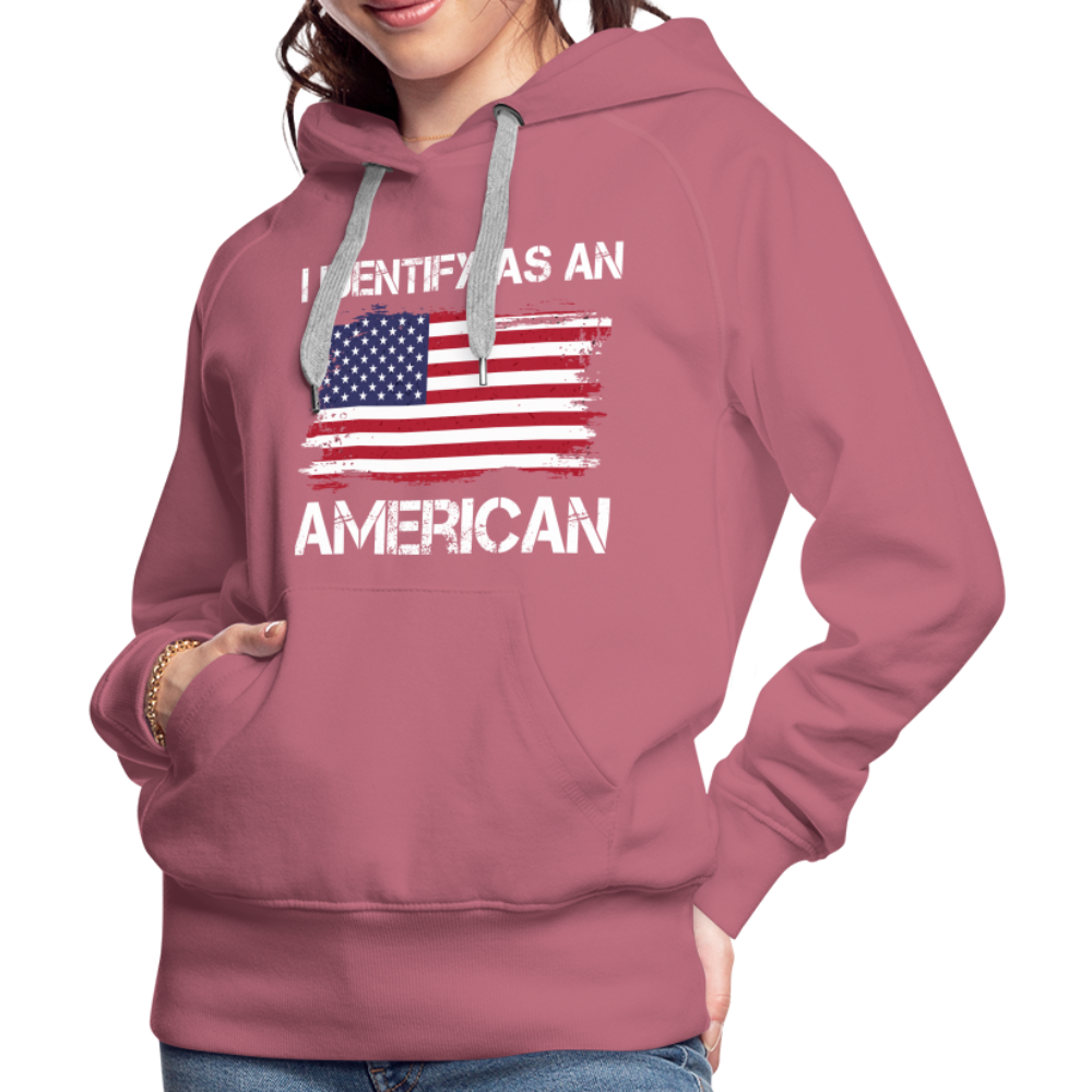 I Identify as an American Women’s Premium Hoodie Color: heather denim