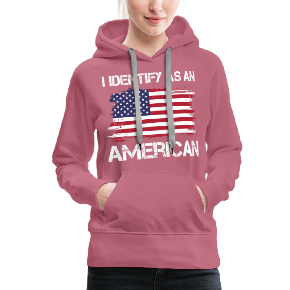 I Identify as an American Women’s Premium Hoodie Color: heather denim