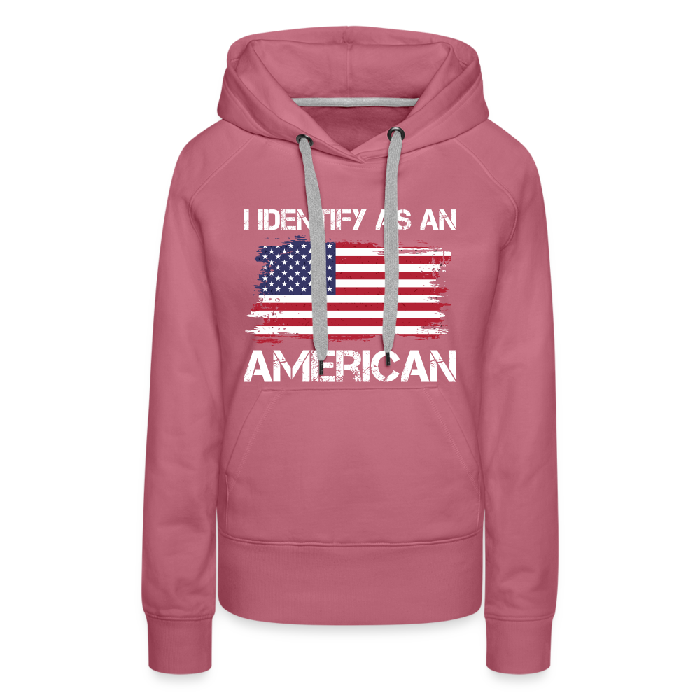 I Identify as an American Women’s Premium Hoodie Color: heather denim