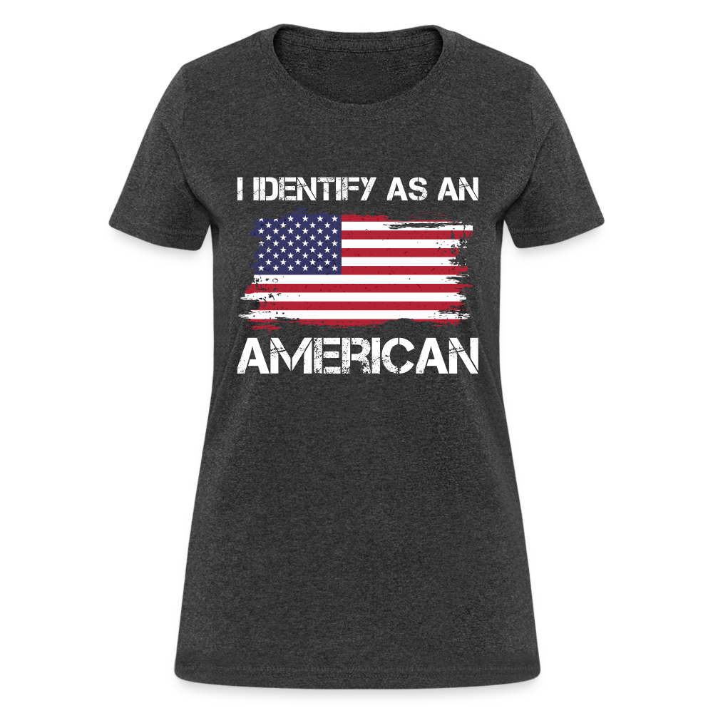 I Identify as an American Women's Contoured T-Shirt Color: navy
