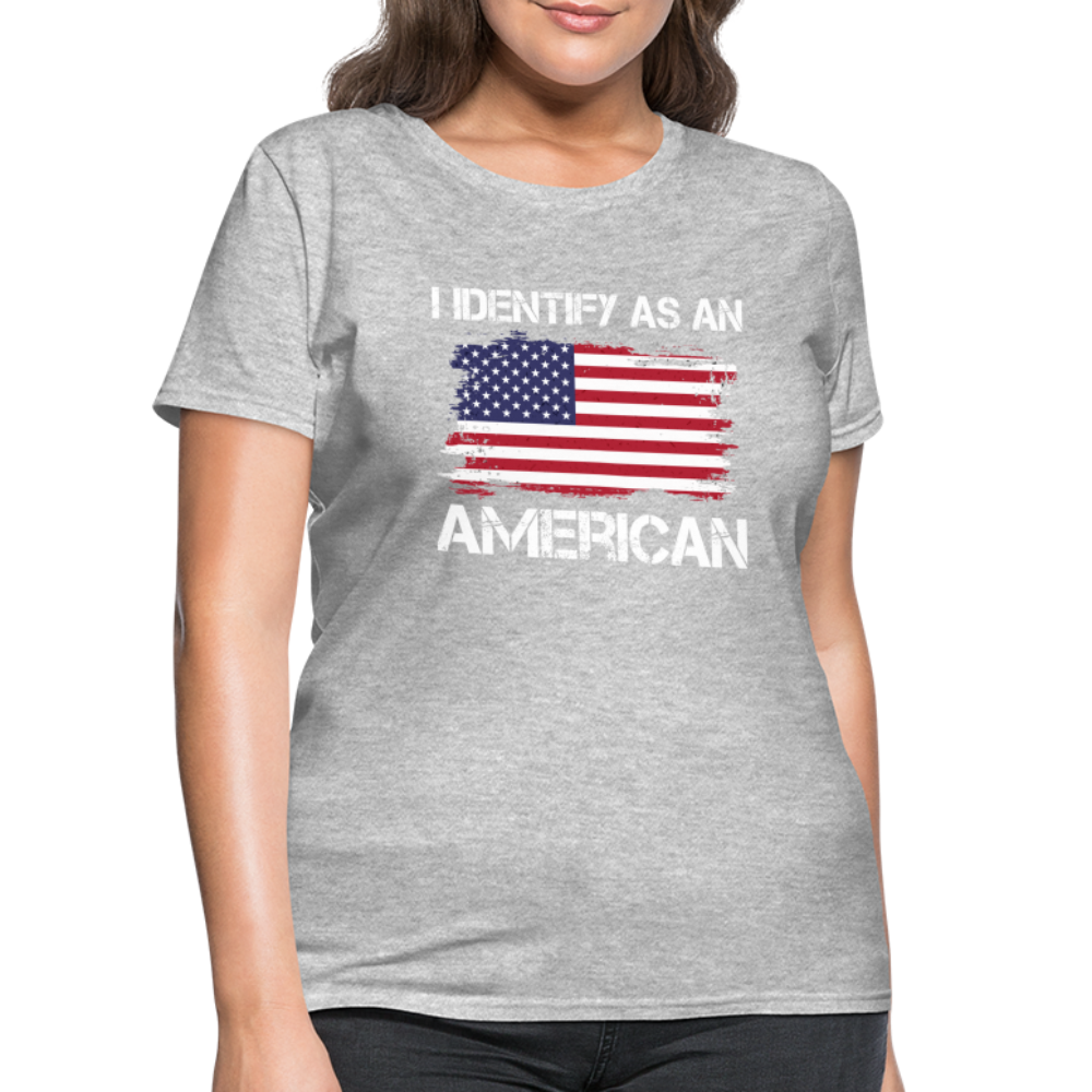 I Identify as an American Women's Contoured T-Shirt Color: navy