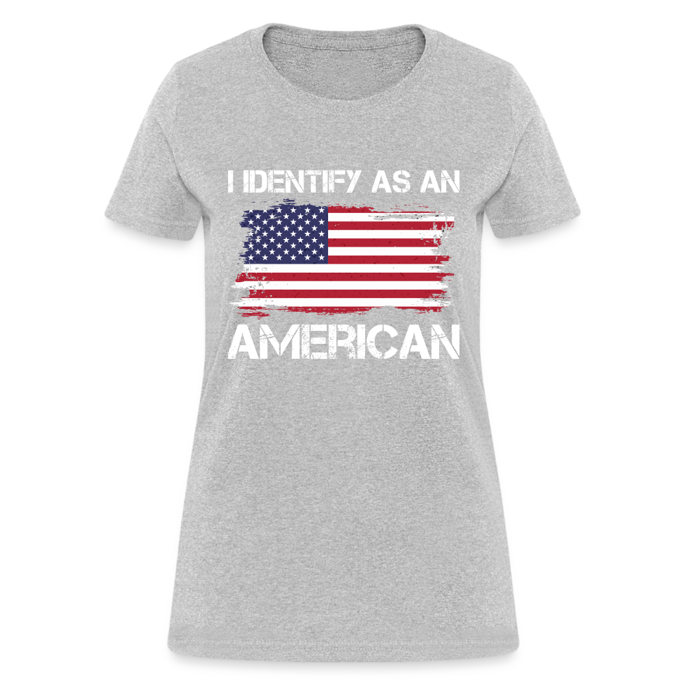 I Identify as an American Women's Contoured T-Shirt Color: navy