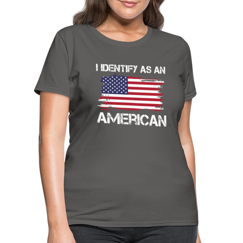 I Identify as an American Women's Contoured T-Shirt Color: navy