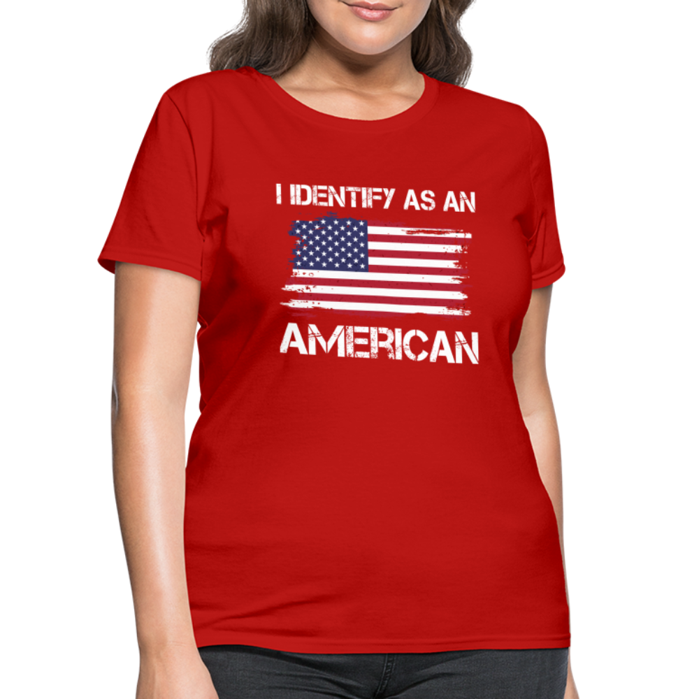 I Identify as an American Women's Contoured T-Shirt Color: red