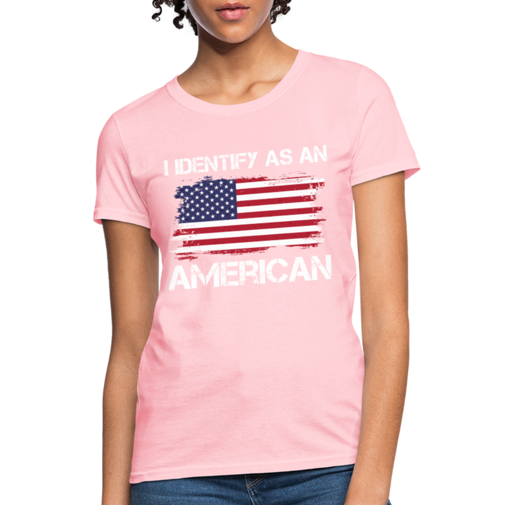 I Identify as an American Women's Contoured T-Shirt Color: pink
