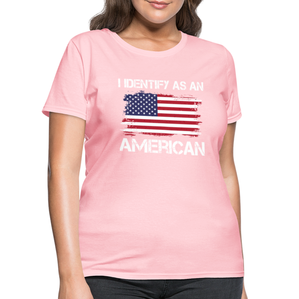 I Identify as an American Women's Contoured T-Shirt Color: navy