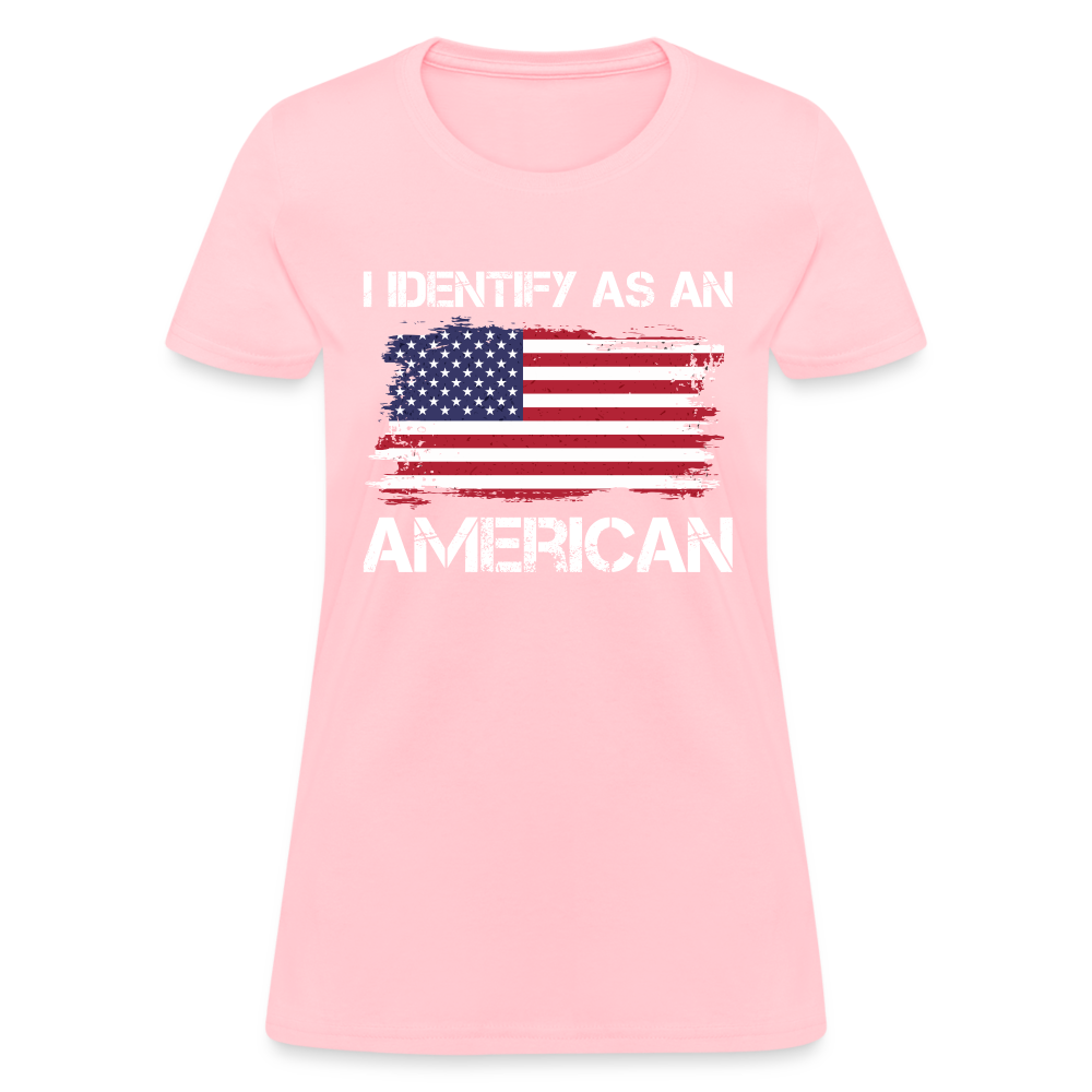 I Identify as an American Women's Contoured T-Shirt Color: navy