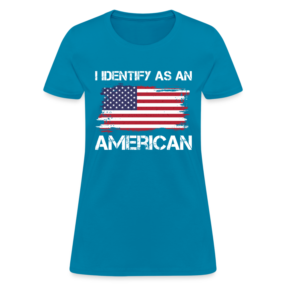 I Identify as an American Women's Contoured T-Shirt Color: navy