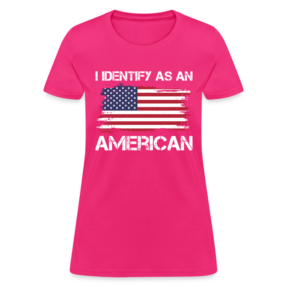 I Identify as an American Women's Contoured T-Shirt Color: navy