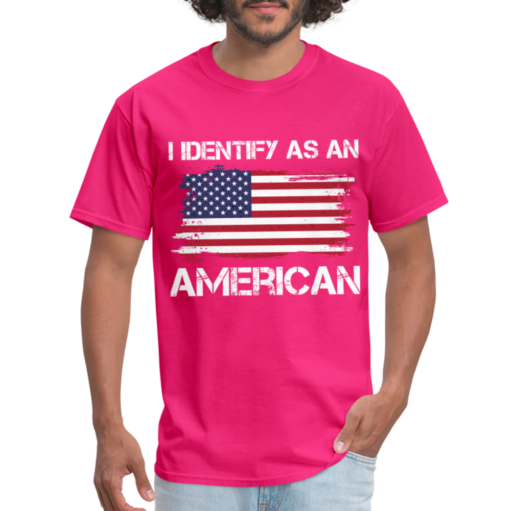 I Identify as an American T-Shirt Color: fuchsia