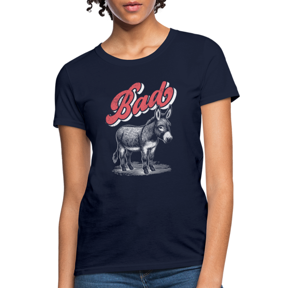 Funny Bad Ass (Donkey) Women's Contoured T-Shirt Color: navy
