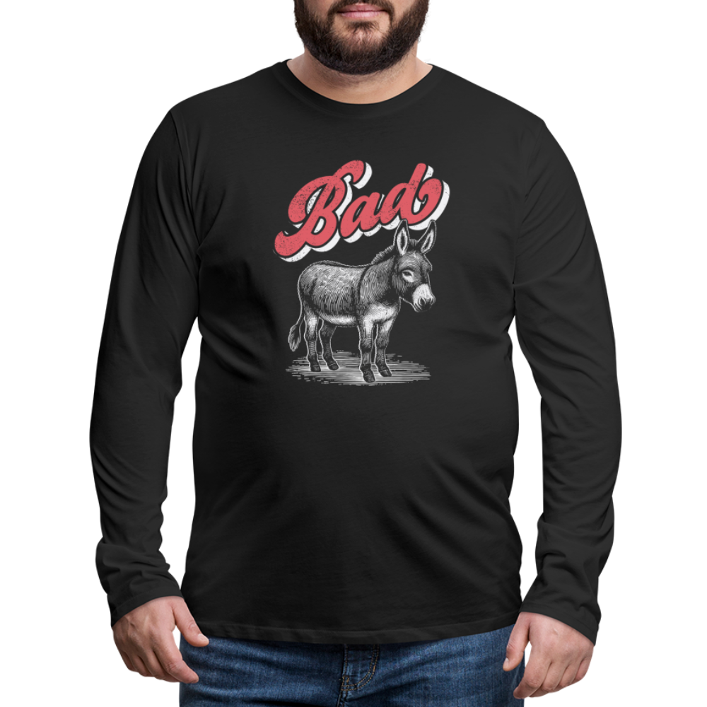 Funny Bad Ass (Donkey) Men's Premium Long Sleeve T-Shirt Color: deep navy