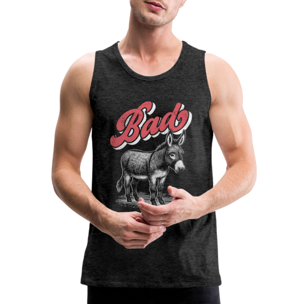 Funny Bad Ass (Donkey) Men’s Premium Tank Top Color: charcoal grey