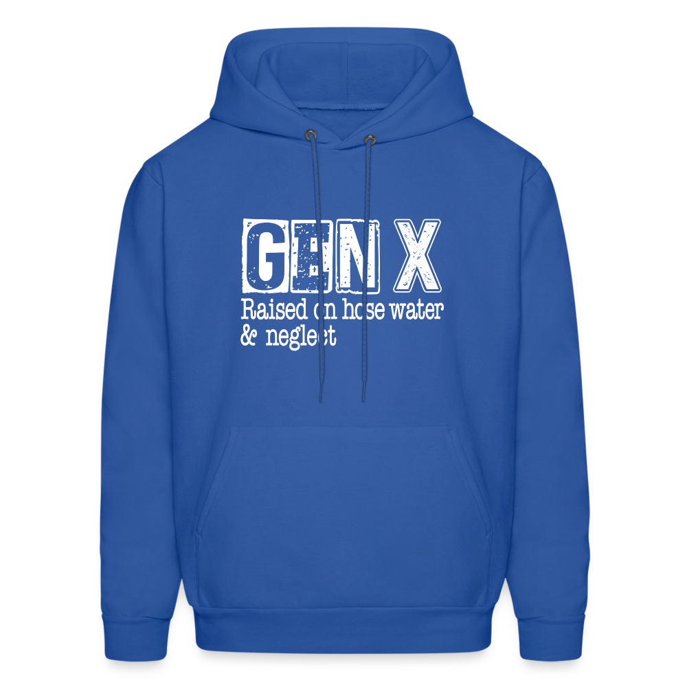 GEN X Hoodie (Raised on hose water & neglect) Color: royal blue
