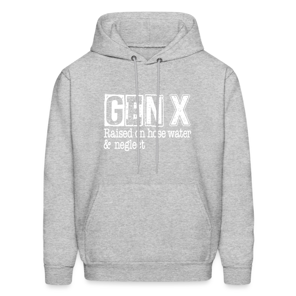 GEN X Hoodie (Raised on hose water & neglect) Color: heather gray
