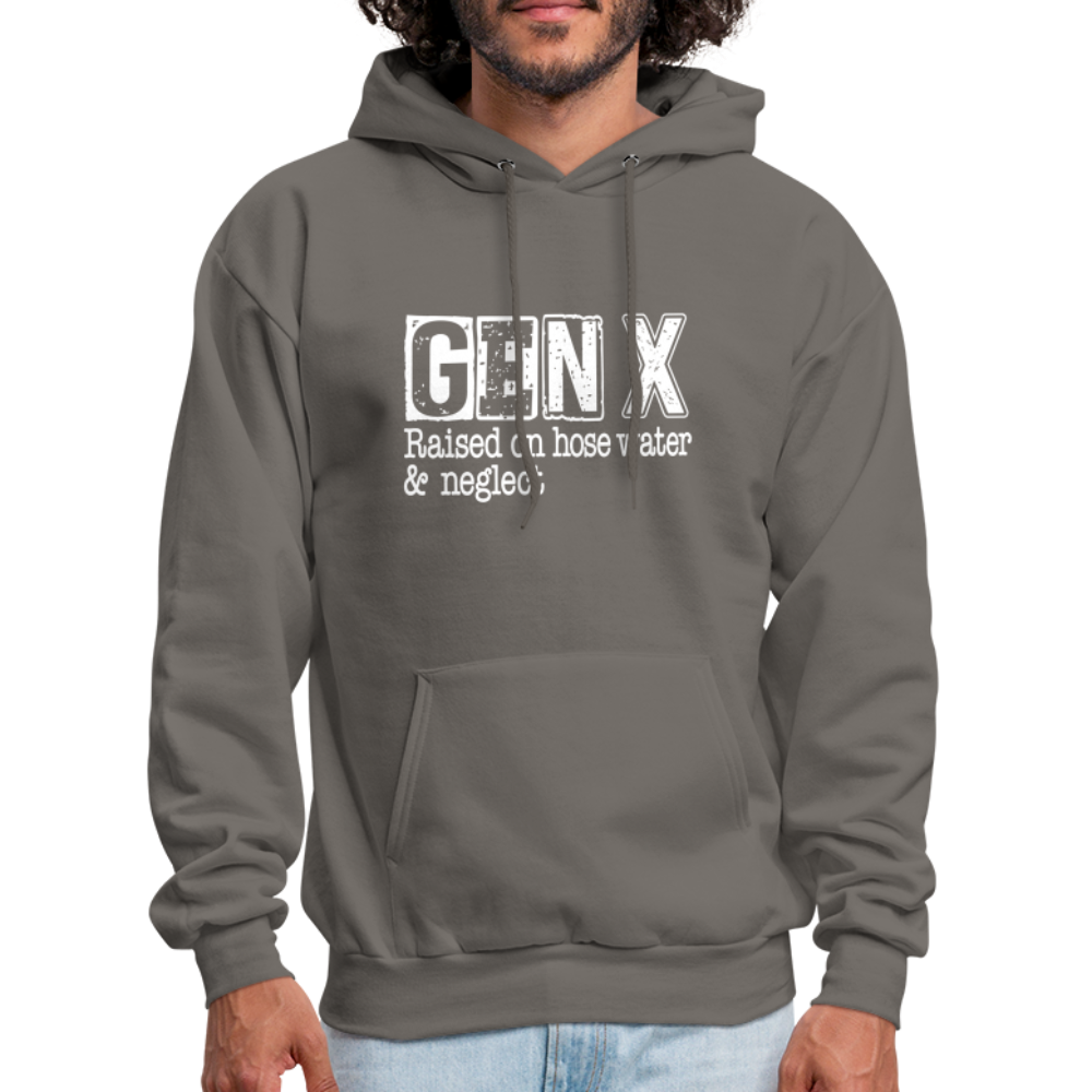 GEN X Hoodie (Raised on hose water & neglect) Color: charcoal grey