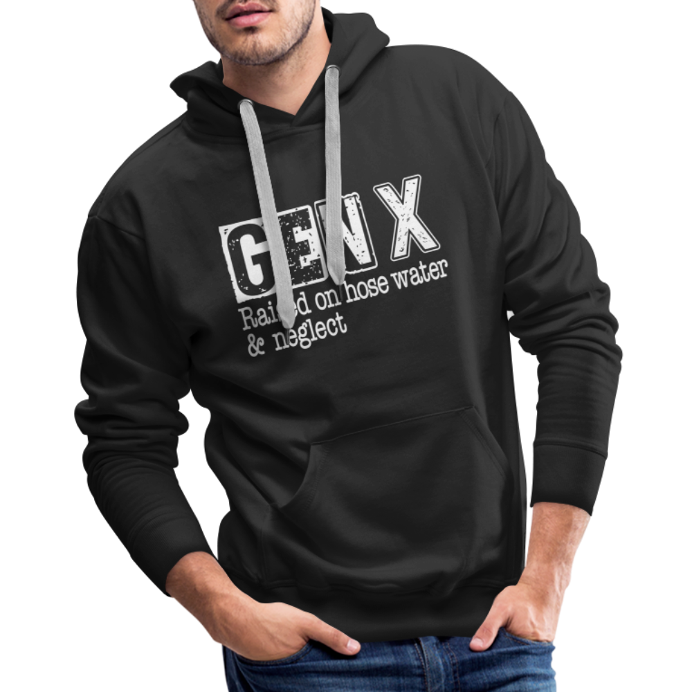 GEN X Men’s Premium Hoodie (Raised on hose water & neglect) Color: black
