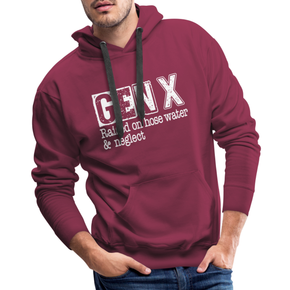 GEN X Men’s Premium Hoodie (Raised on hose water & neglect) Color: burgundy