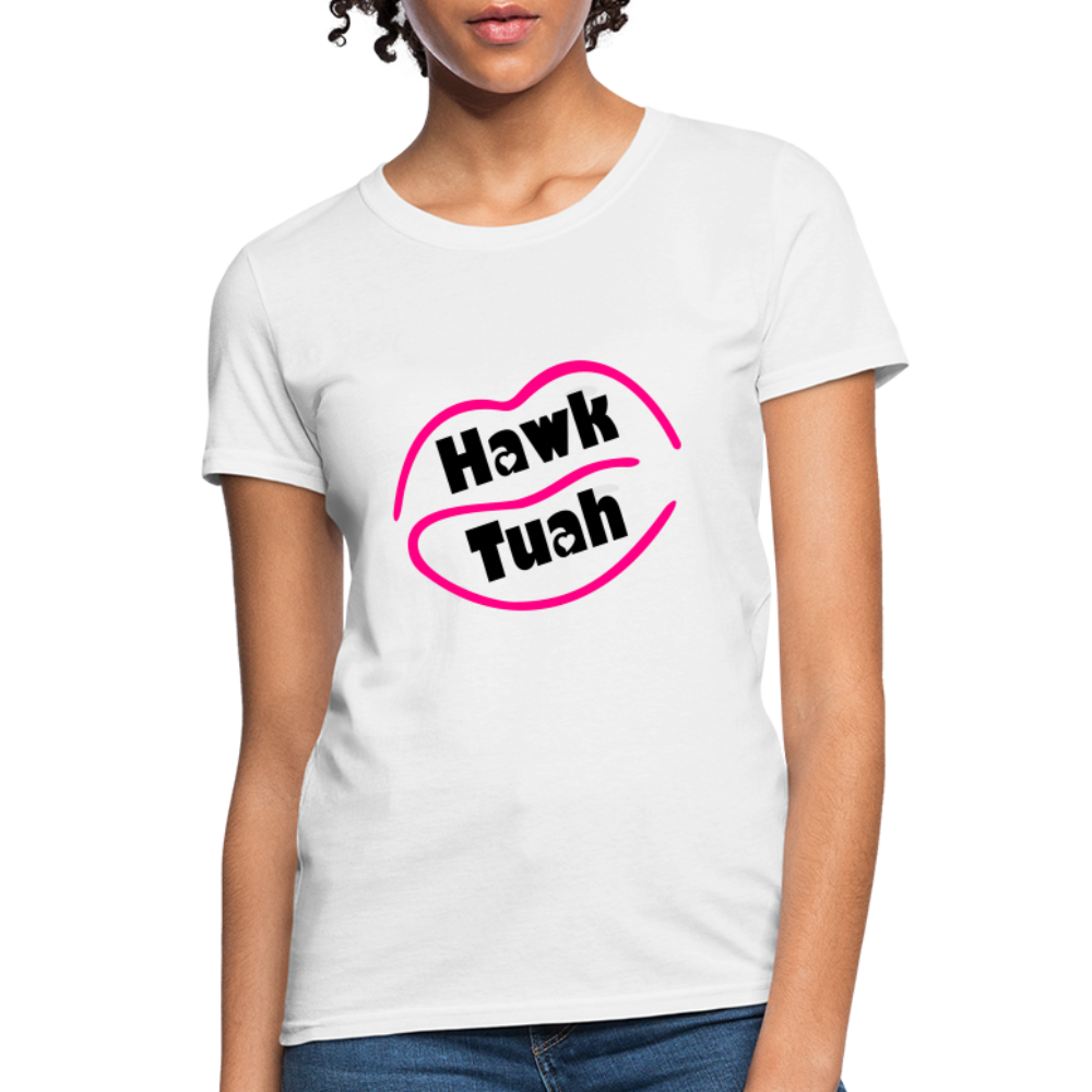 Hawk Tuah Women's Contoured T-Shirt Color: white