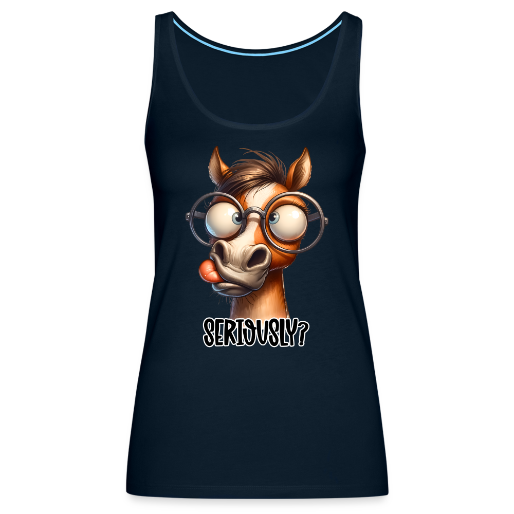 Seriously? Women’s Premium Tank Top (Funny Horse) Color: heather gray