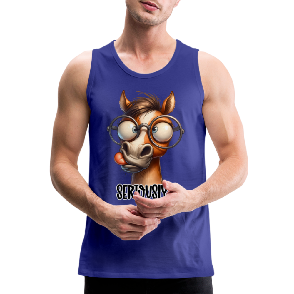 Seriously? Men's Premium Tank Top (Funny Horse) Color: royal blue